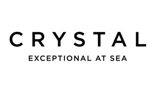 Logo de Crystal Cruises avec le texte « CRYSTAL EXCEPTIONAL AT SEA » en caractères gras et modernes.