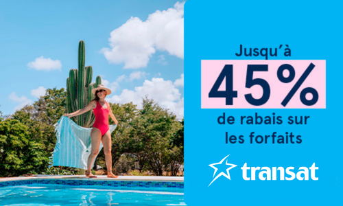 Jusqu'à 45 % de rabais sur plusieurs forfaits Sud Transat